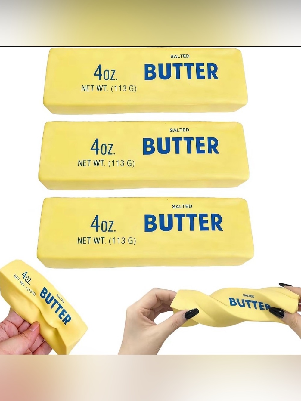 3 Pack Butter Stick Squishy Toy Realistic Slow Rising Stress Relief Squeeze Toy⁠ - Picture 8 of 11